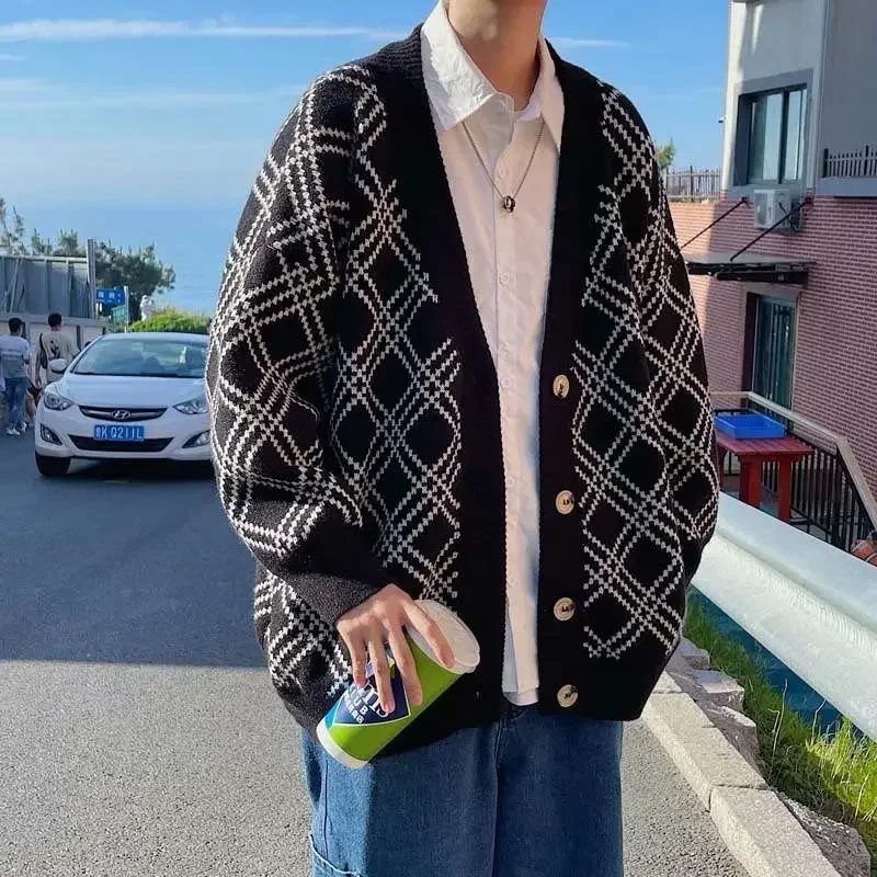 Winter Clothing Meme - Мужская одежда, вязаный свитер в клетку,