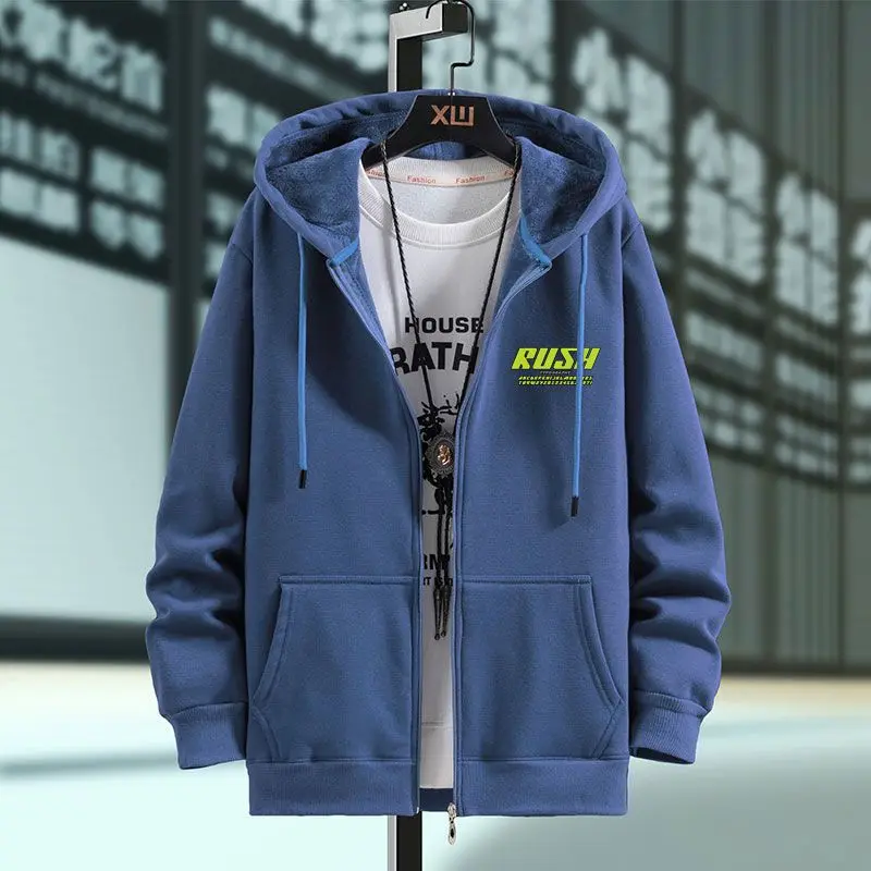 Winter Clothing Offer - Мужская одежда с капюшоном, однотонные синие