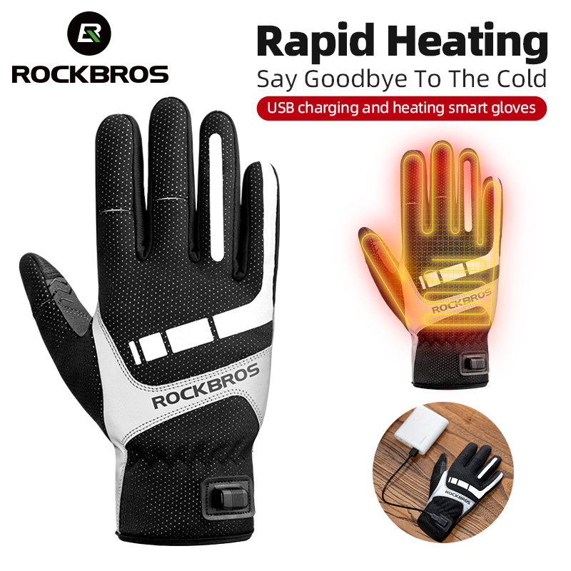 Knit Glove Touch Screen - ROCKBROS зимние перчатки с подогревом, велосипедные