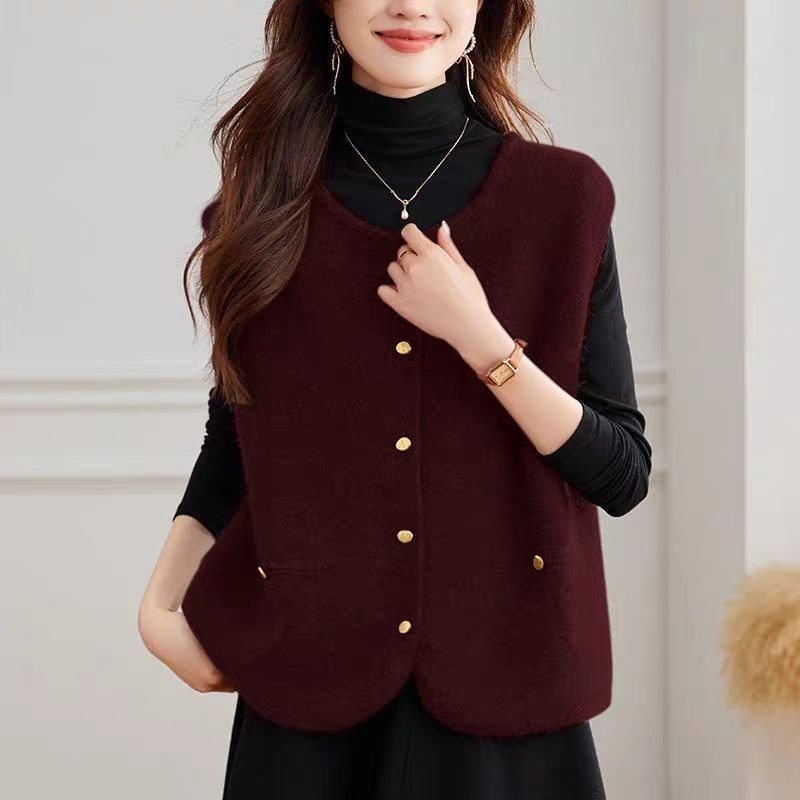 Winter Clothing Offer - Женский вязаный жилет, однотонная модная одежда,