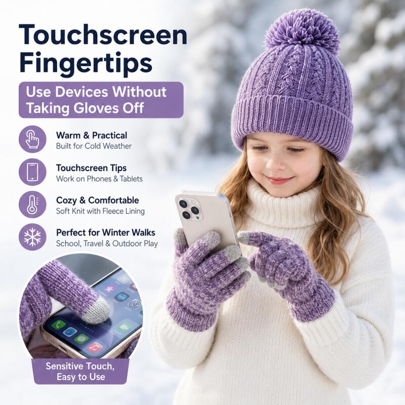 Детская зимняя вязаная шапка с – обзор и цена Knit Glove Touch Screen